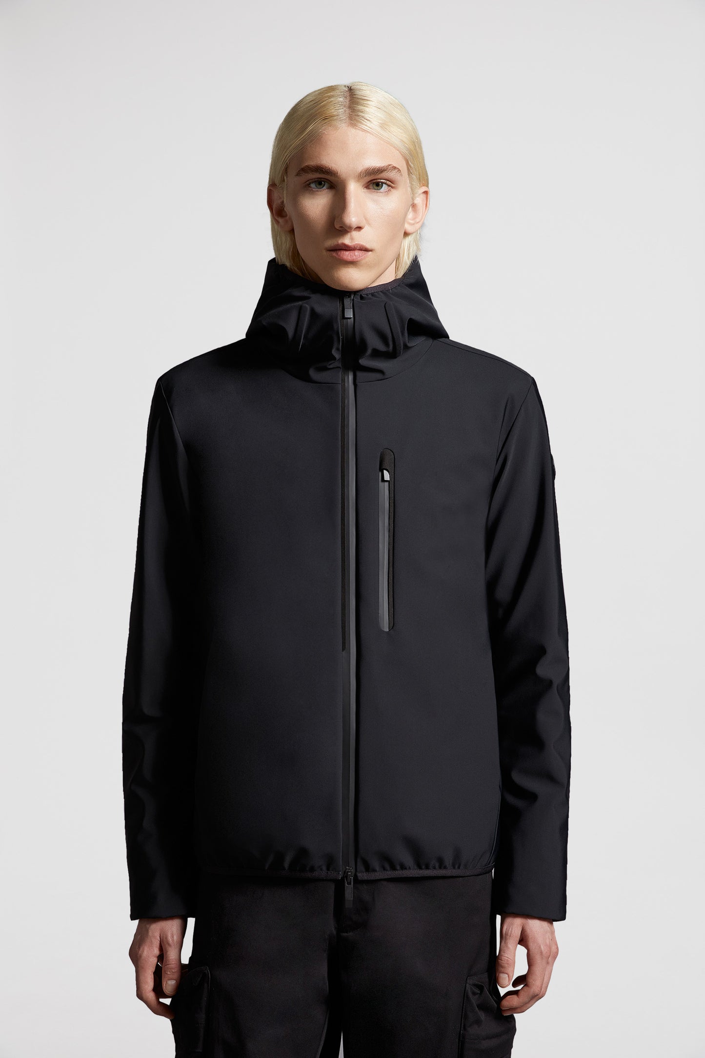 black nylon jacket, Moncler Veste Lausfer, luxury outerwear, sophisticated men's jacket, premium fashion