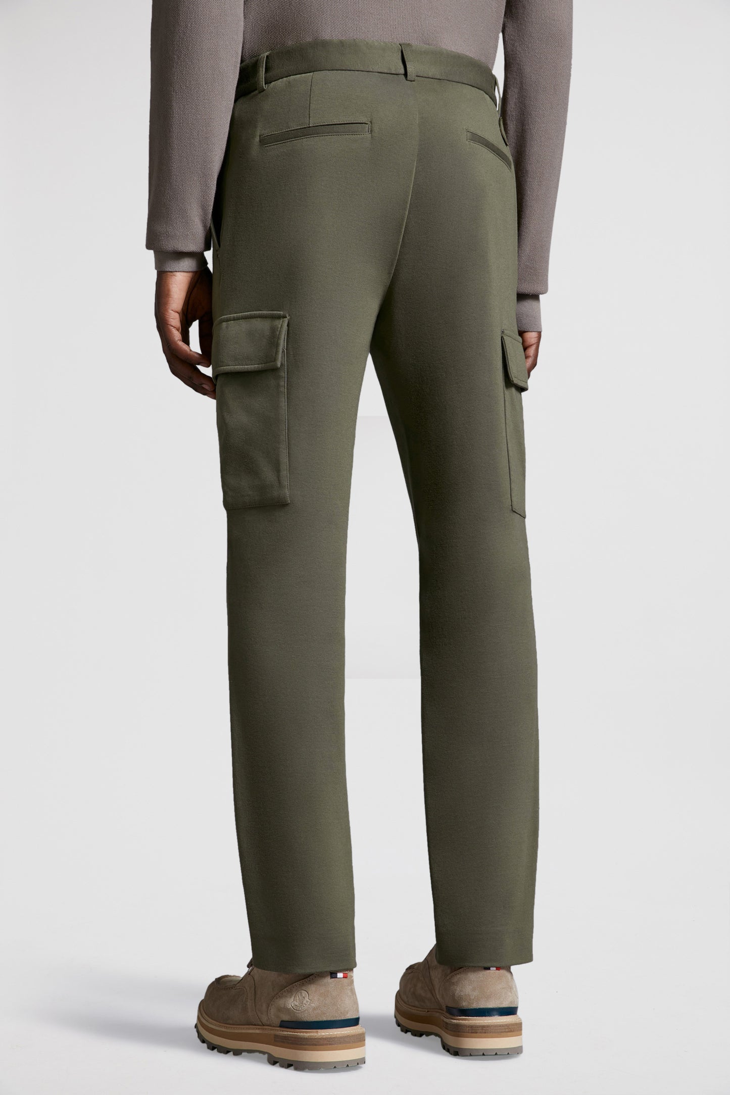 khaki trousers, straight-leg, cotton trousers, Moncler trousers, luxury casual wear