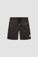 Moncler swim shorts, black swim shorts, luxury swimwear, designer swimwear, logo shorts