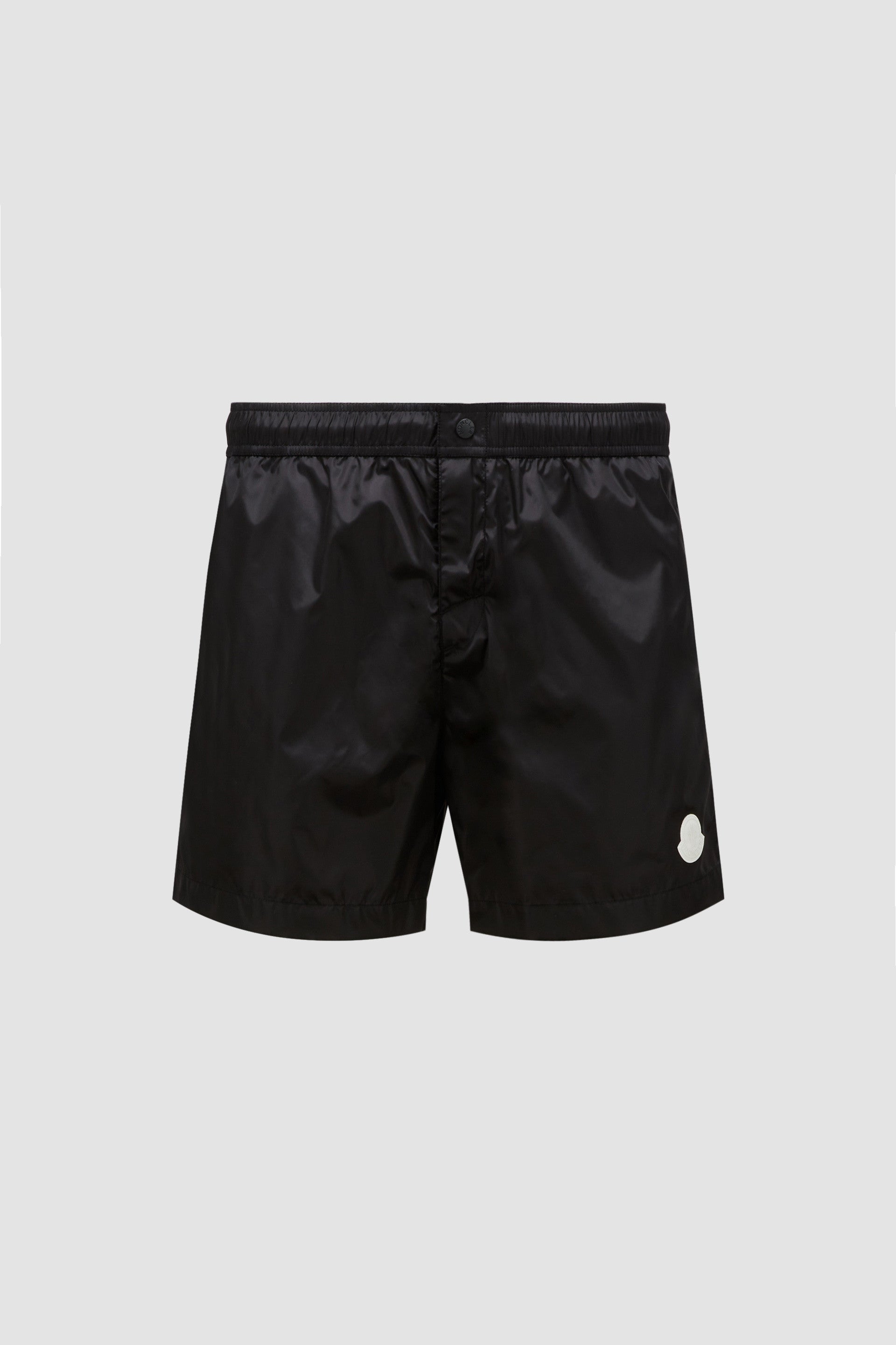 swim shorts, luxury swimwear, black swim shorts, Moncler swimwear, designer swimwear