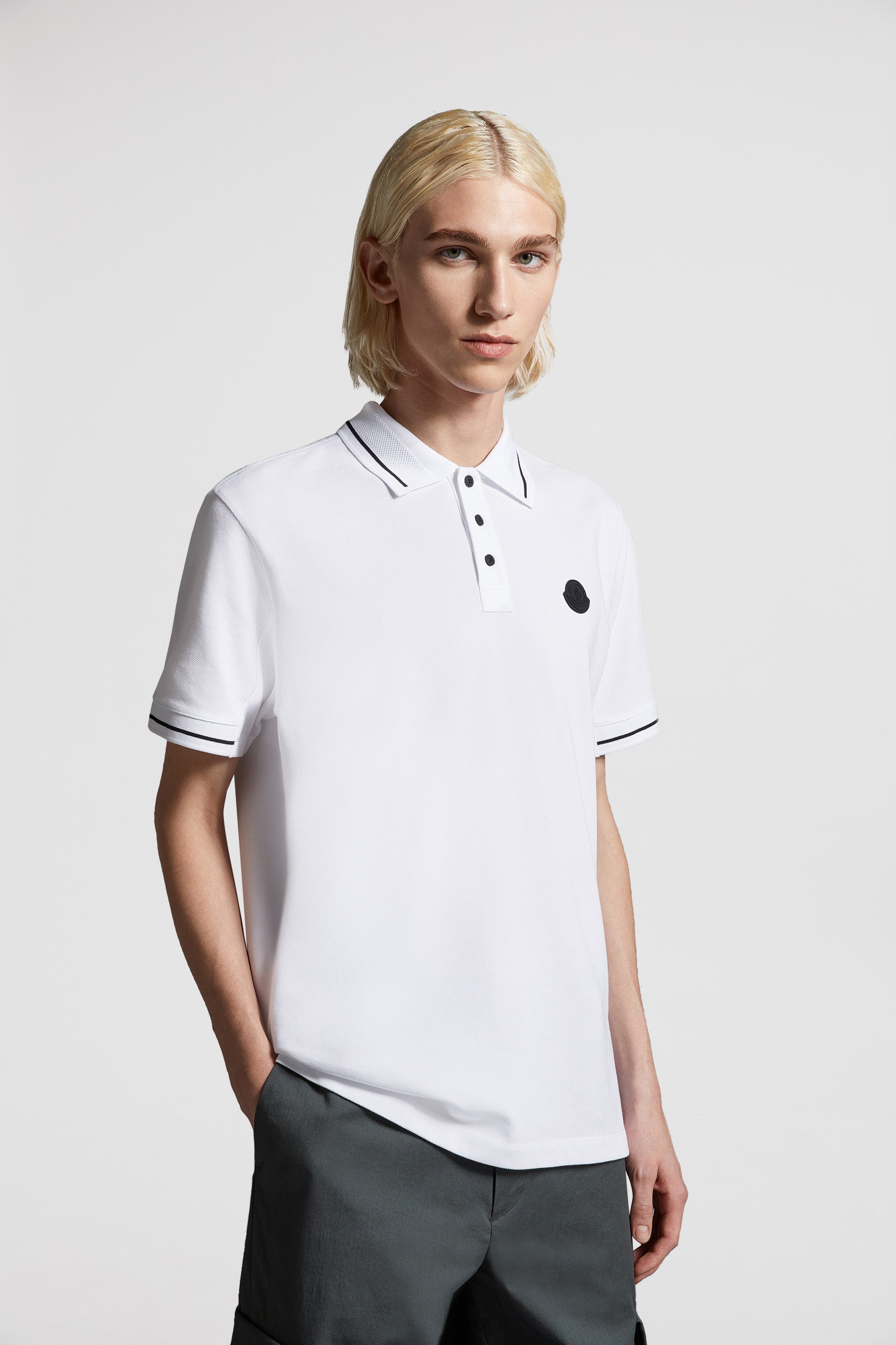 Moncler polo white best sale