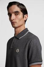 Moncler polo, luxury gray polo, elegant trim polo, high-end men's wear, designer casual wear
