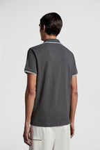 Moncler polo, luxury gray polo, elegant trim polo, high-end men's wear, designer casual wear