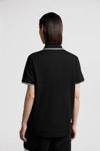Image of Black Polo Shirt with Contrasting Trims by Moncler for Men - Season Spring-Summer 2024 - Detail View 9