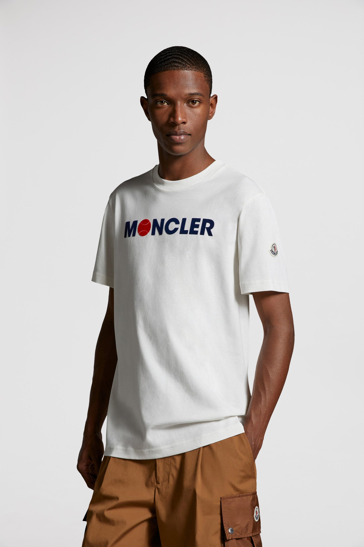 Moncler, White T-shirt, Luxury Fashion, Designer Clothing, Logo T-shirt