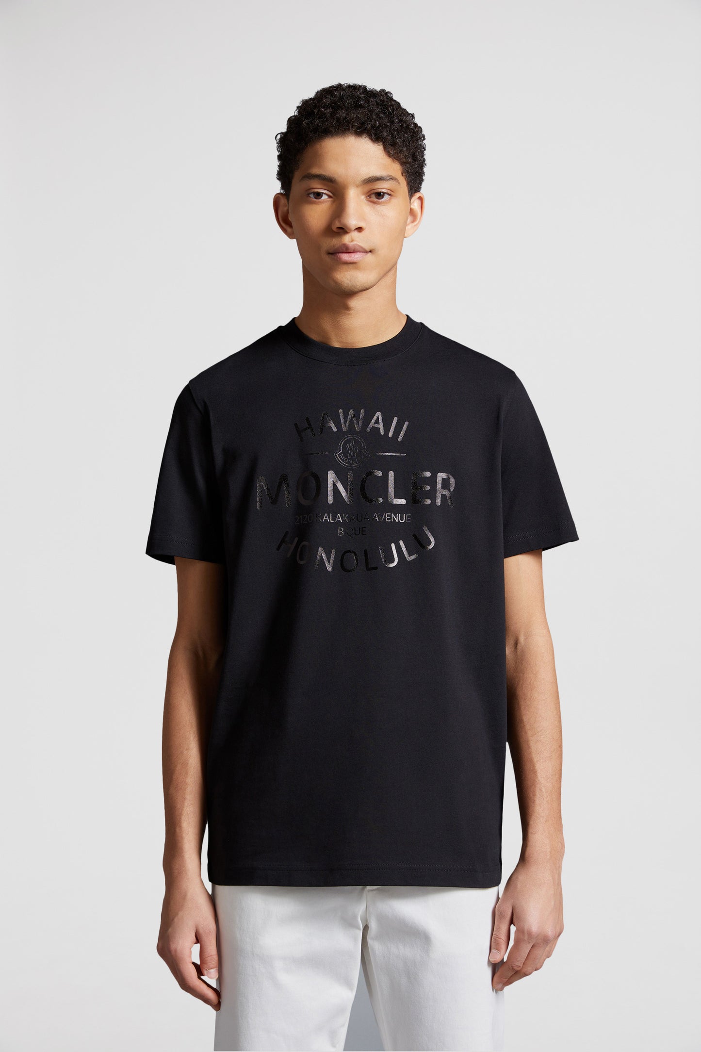 Moncler, Black T-Shirt, Logo Print, Luxury Fashion, Men's Fashion