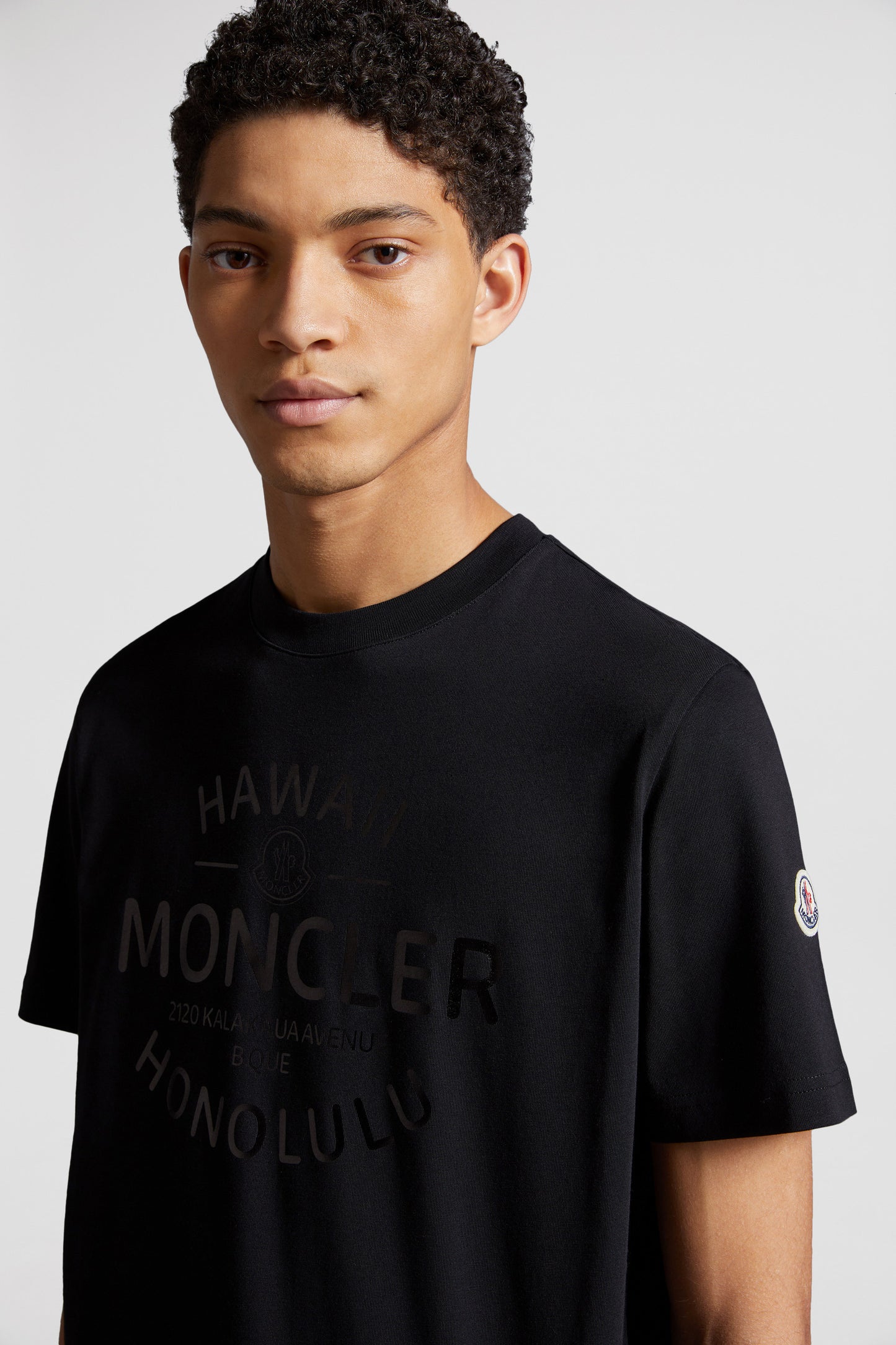 Moncler, Black T-Shirt, Logo Print, Luxury Fashion, Men's Fashion