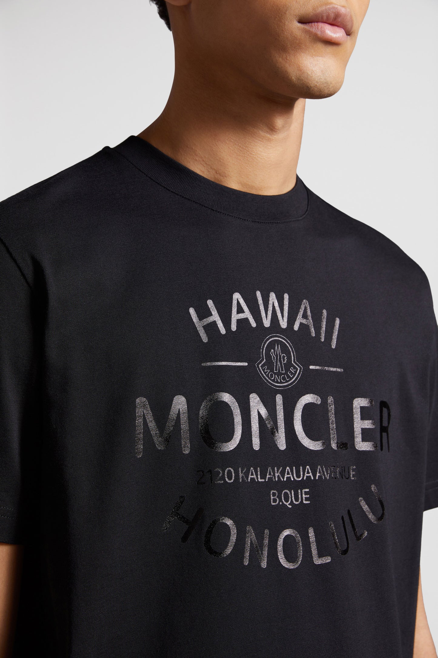 Moncler, Black T-Shirt, Logo Print, Luxury Fashion, Men's Fashion