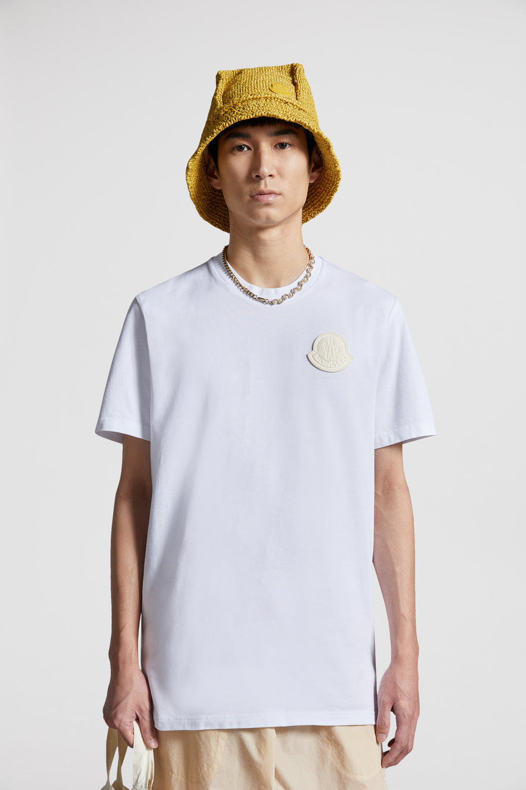 Image of Moncler White Logo T-Shirt by Moncler for Men - Season Spring-Summer 2024 - Detail View 11