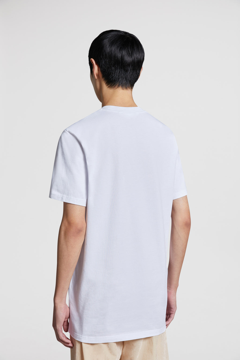 Image of Moncler White Logo T-Shirt by Moncler for Men - Season Spring-Summer 2024 - Detail View 9