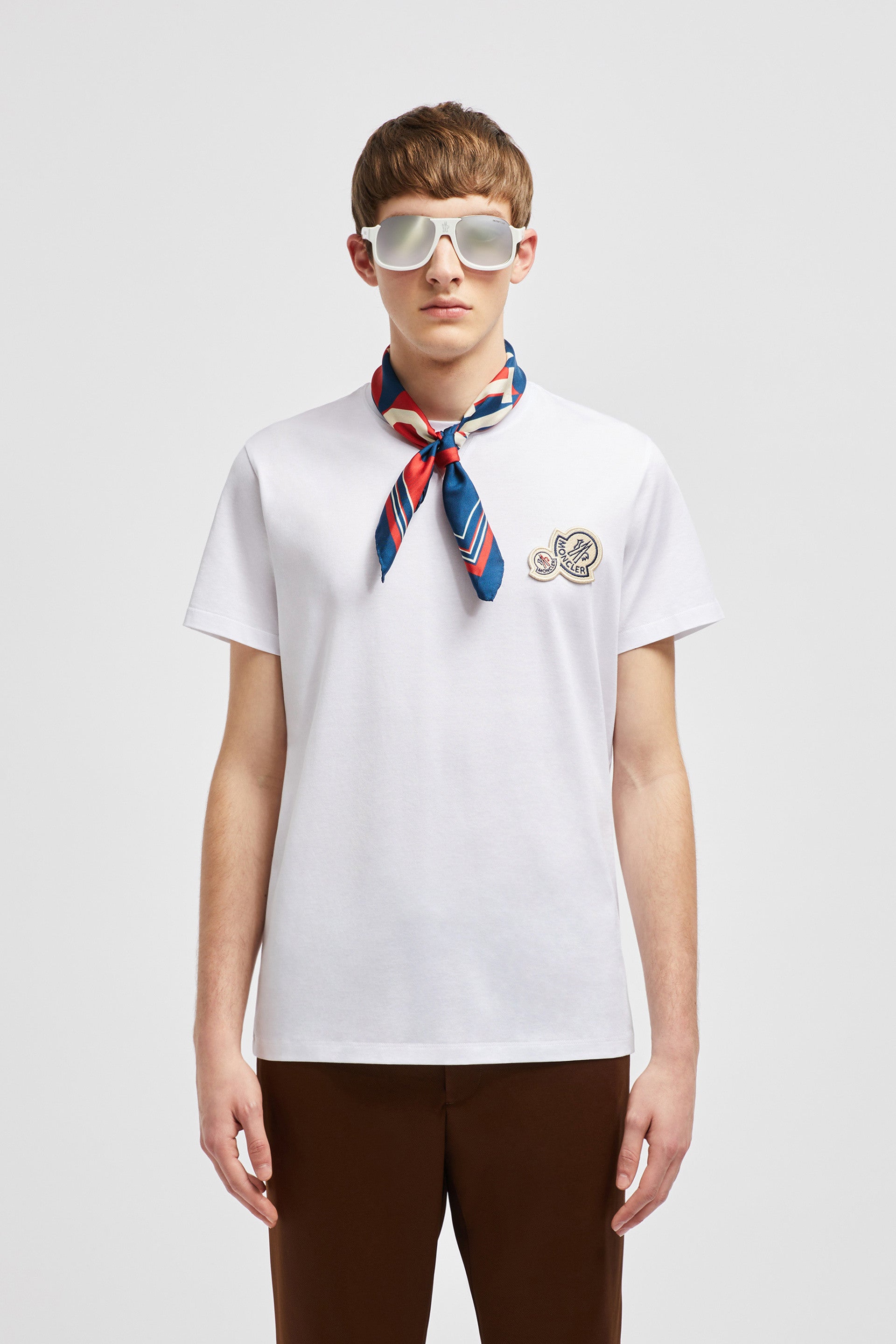 Moncler, white logo T-shirt, luxury casual wear, designer T-shirt, timeless fashion