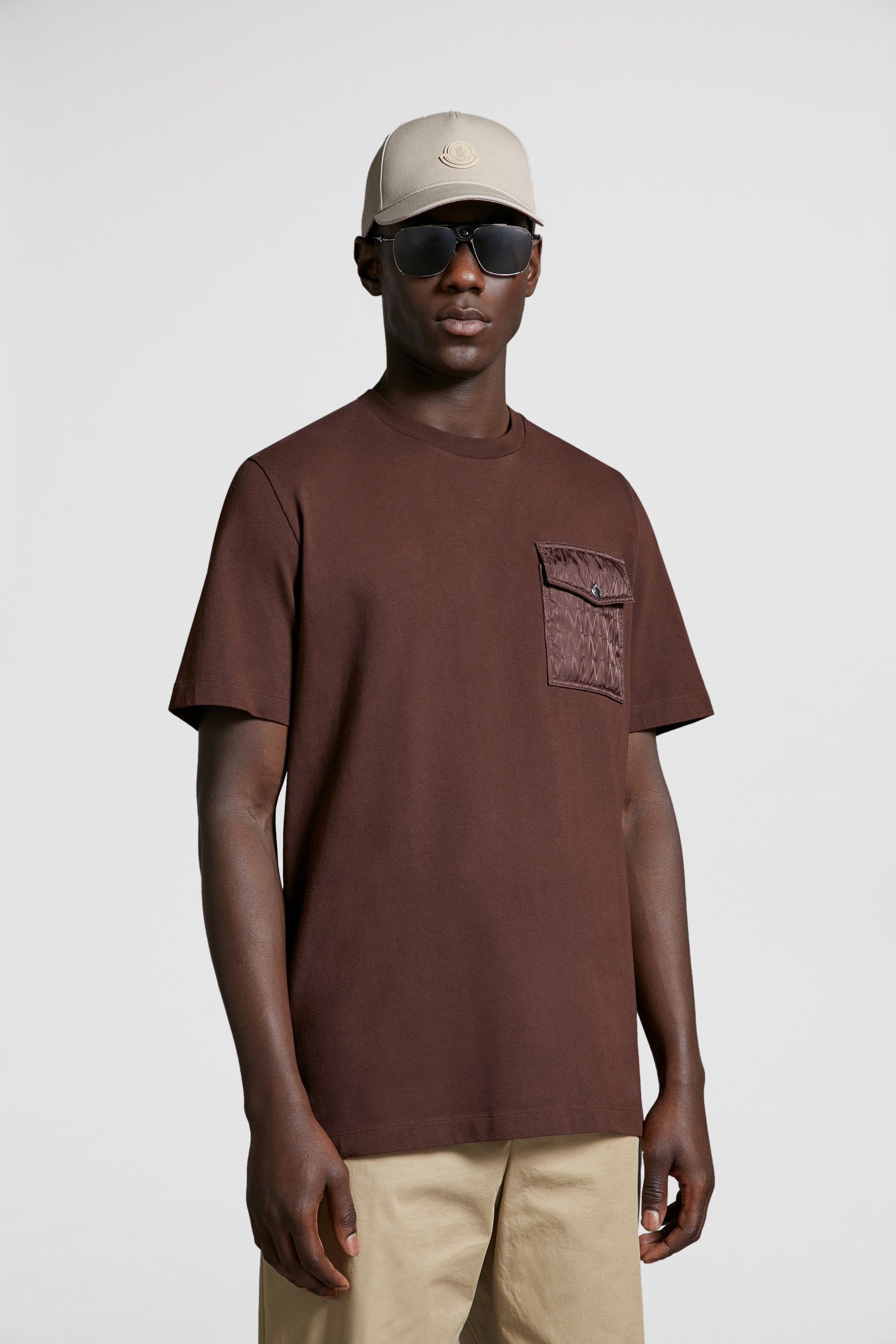 luxury t-shirt, Moncler, brown pocket tee, designer casual wear, premium menswear