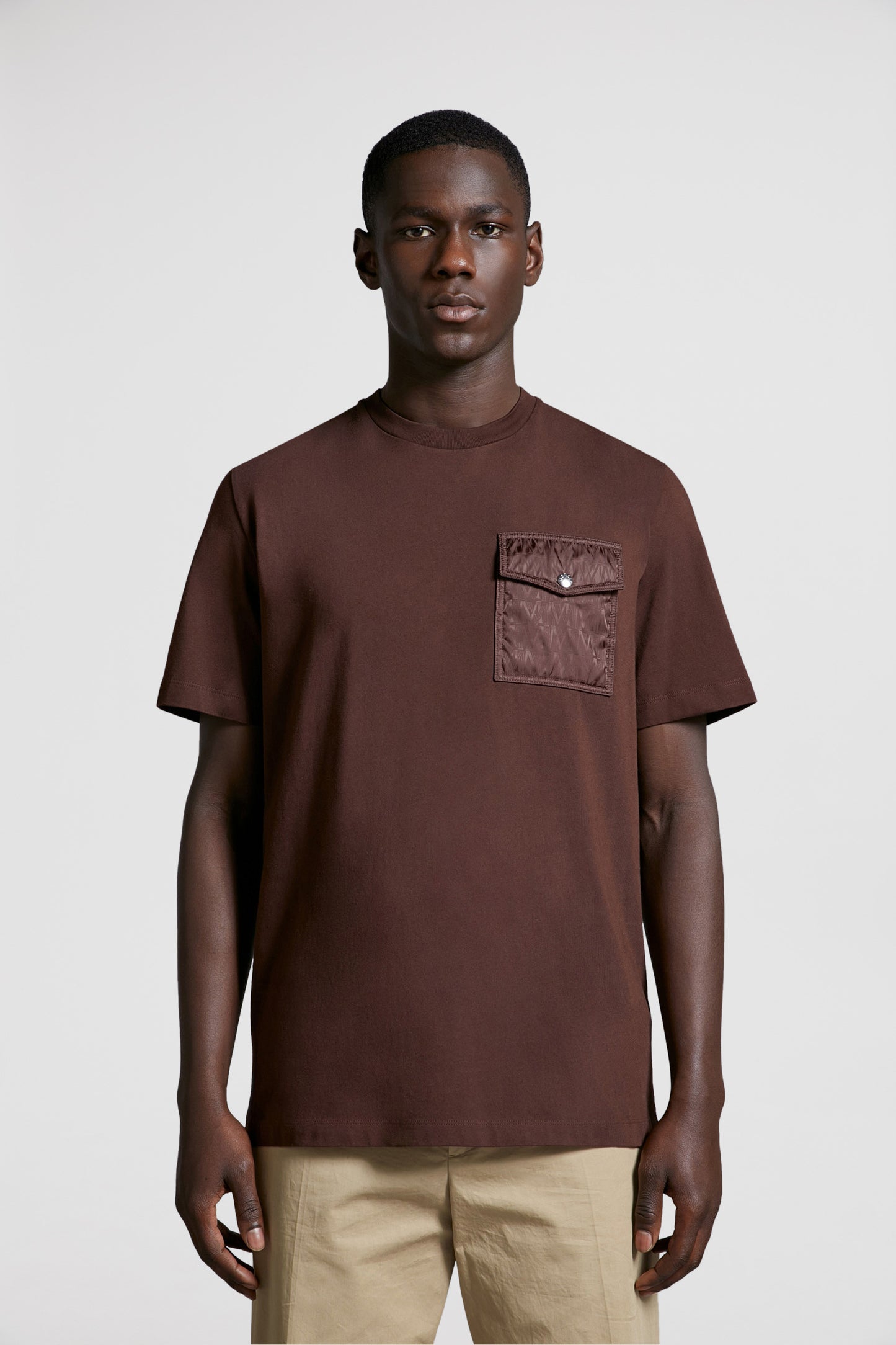 luxury t-shirt, Moncler, brown pocket tee, designer casual wear, premium menswear