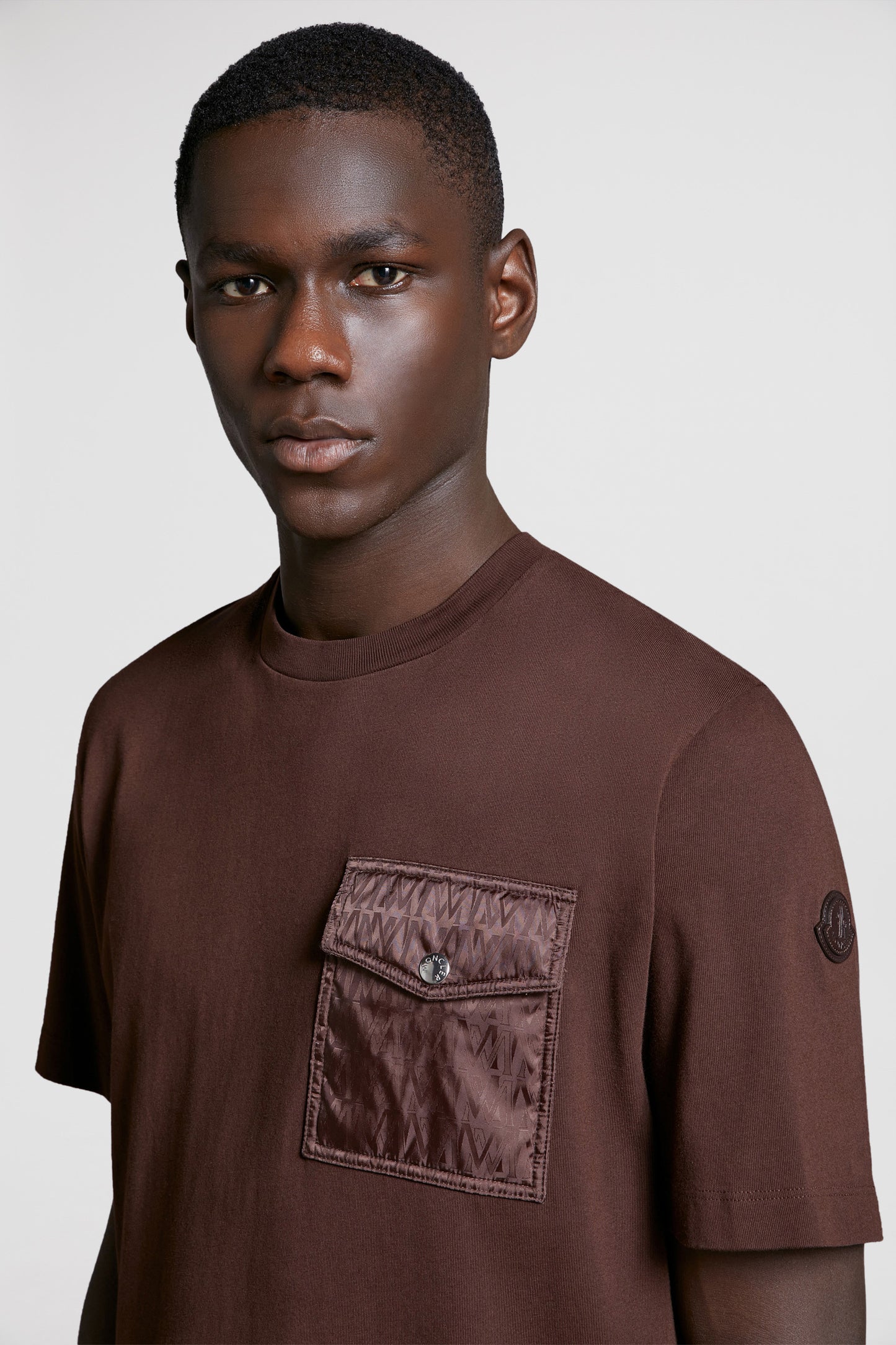 luxury t-shirt, Moncler, brown pocket tee, designer casual wear, premium menswear