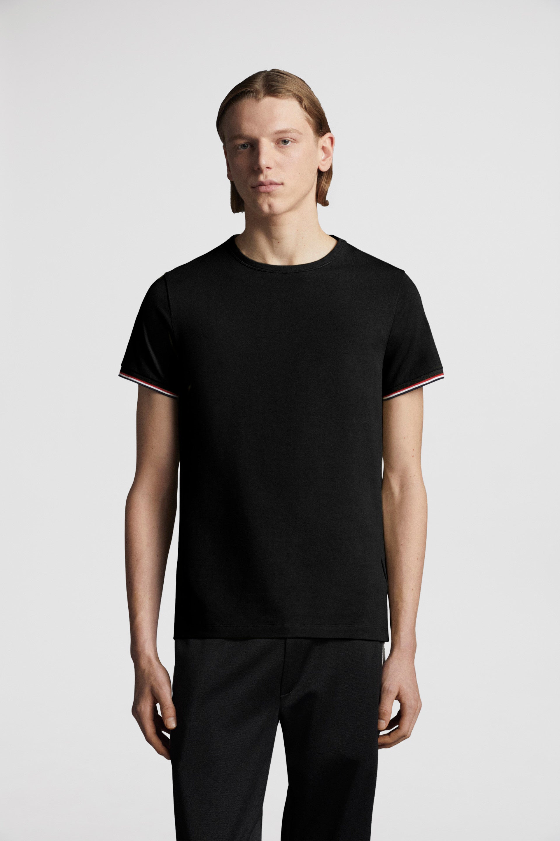 Moncler, Black T-shirt, Logo T-shirt, Trim T-shirt, Luxury T-shirt