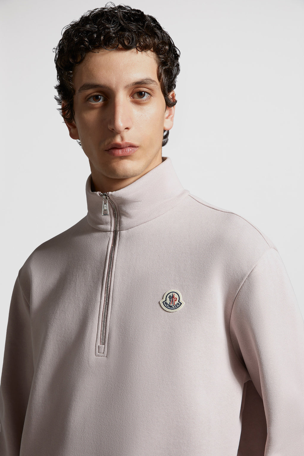 luxury sweatshirt, Moncler zip sweatshirt, rose sweatshirt, premium casual wear, elegant loungewear