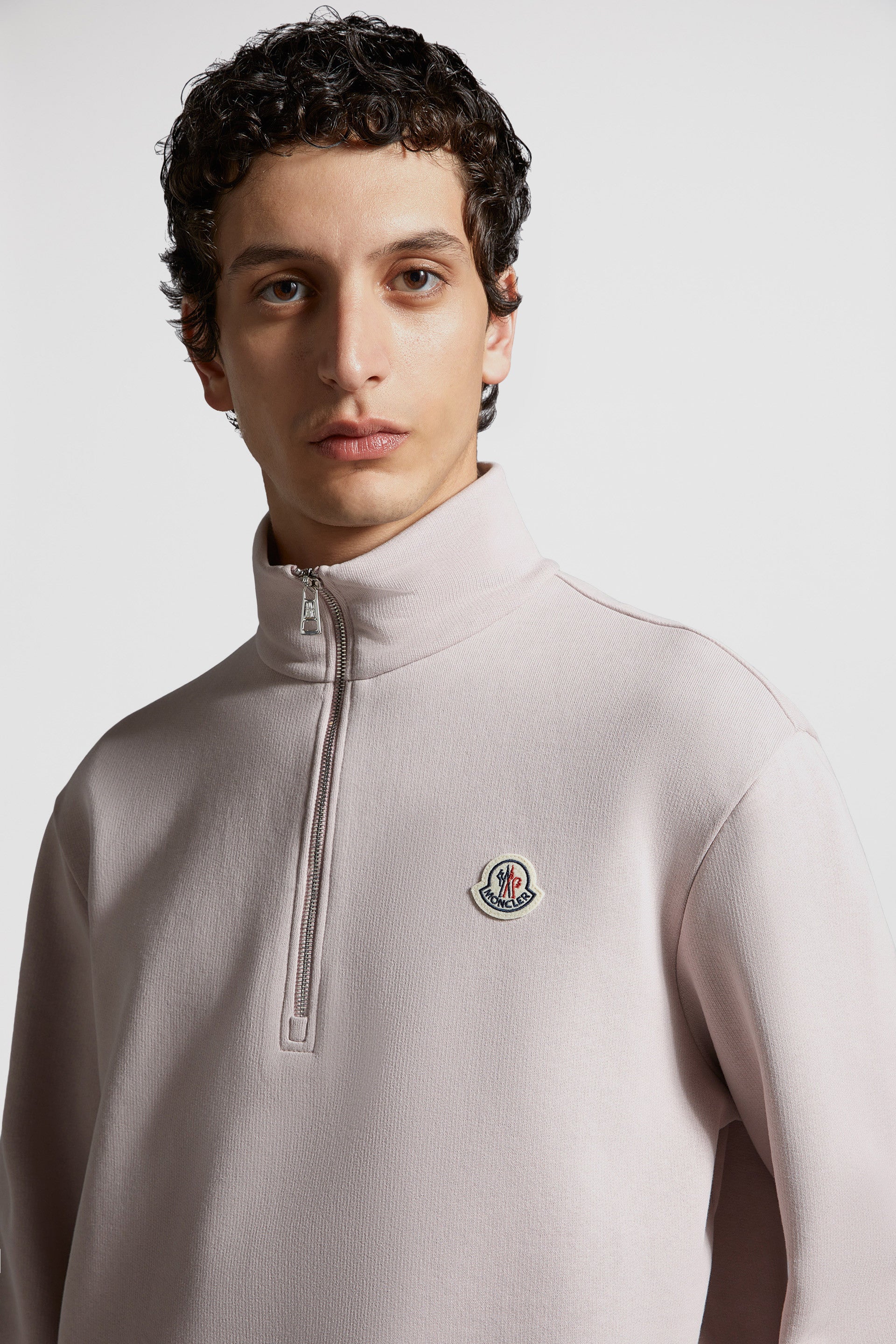 luxury sweatshirt, Moncler zip sweatshirt, rose sweatshirt, premium casual wear, elegant loungewear