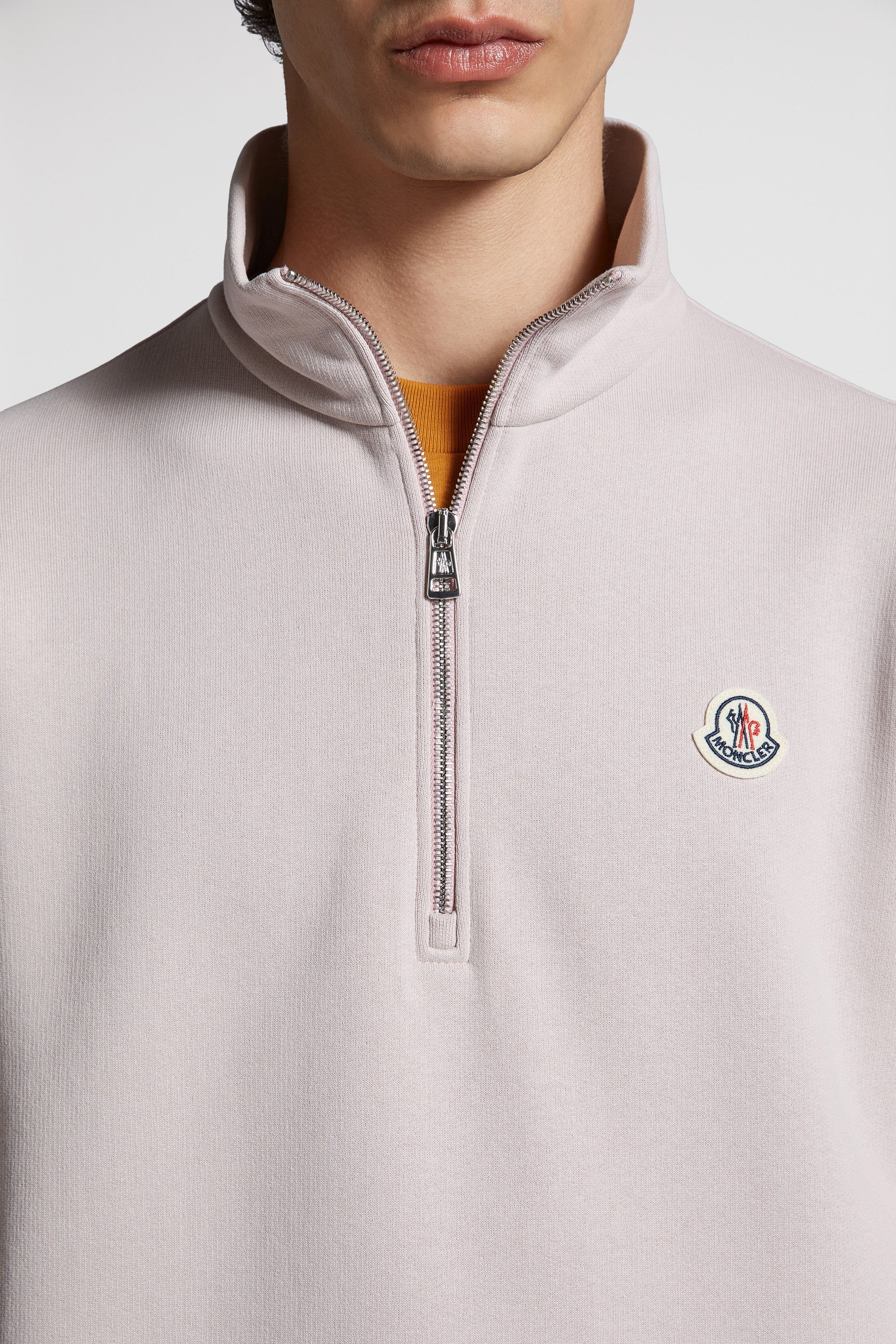 luxury sweatshirt, Moncler zip sweatshirt, rose sweatshirt, premium casual wear, elegant loungewear