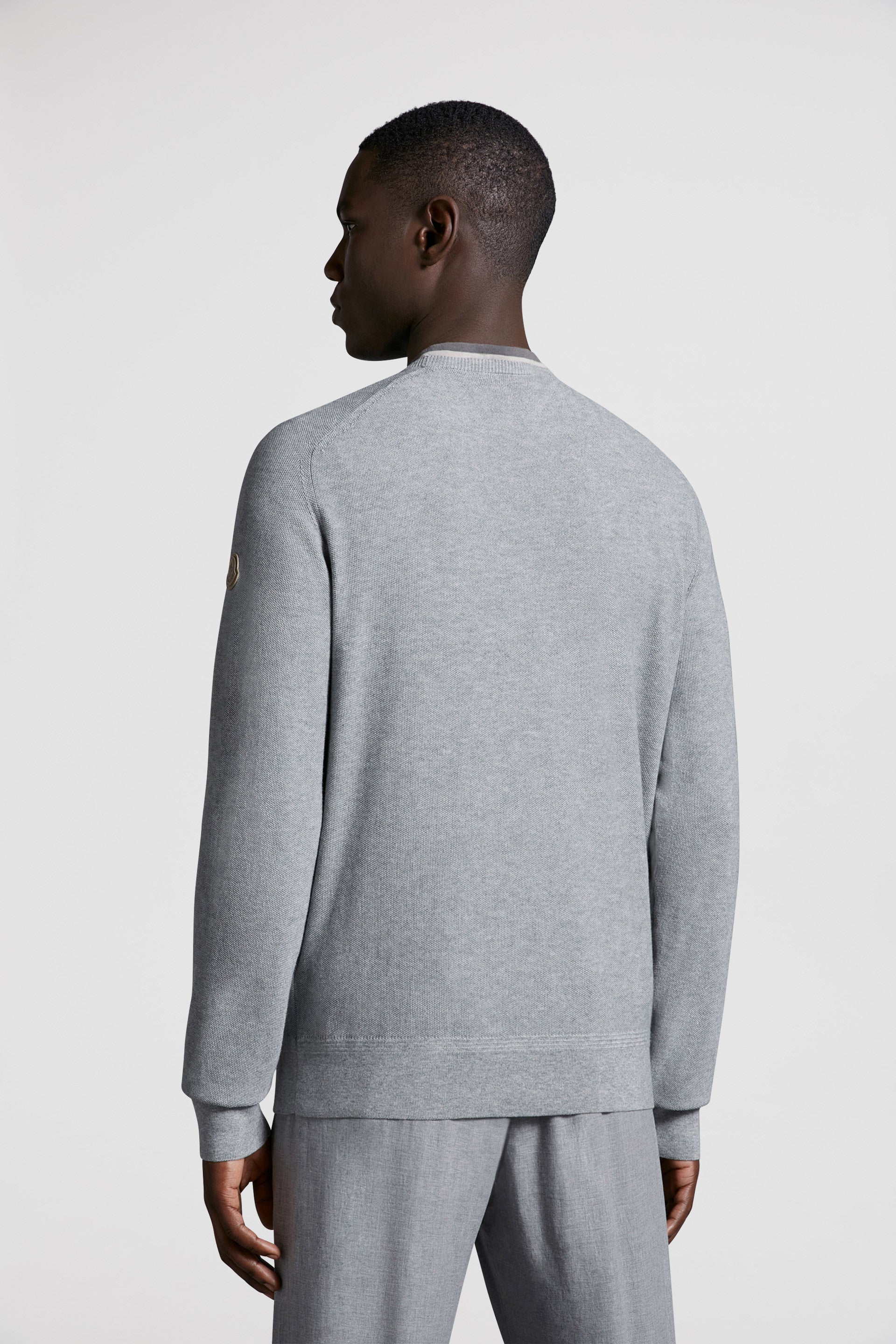 Cashmere pullover, luxury knitwear, Moncler sweater, grey pullover, high-end fashion