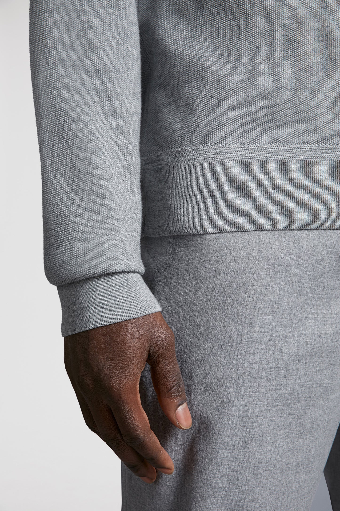 Cashmere pullover, luxury knitwear, Moncler sweater, grey pullover, high-end fashion