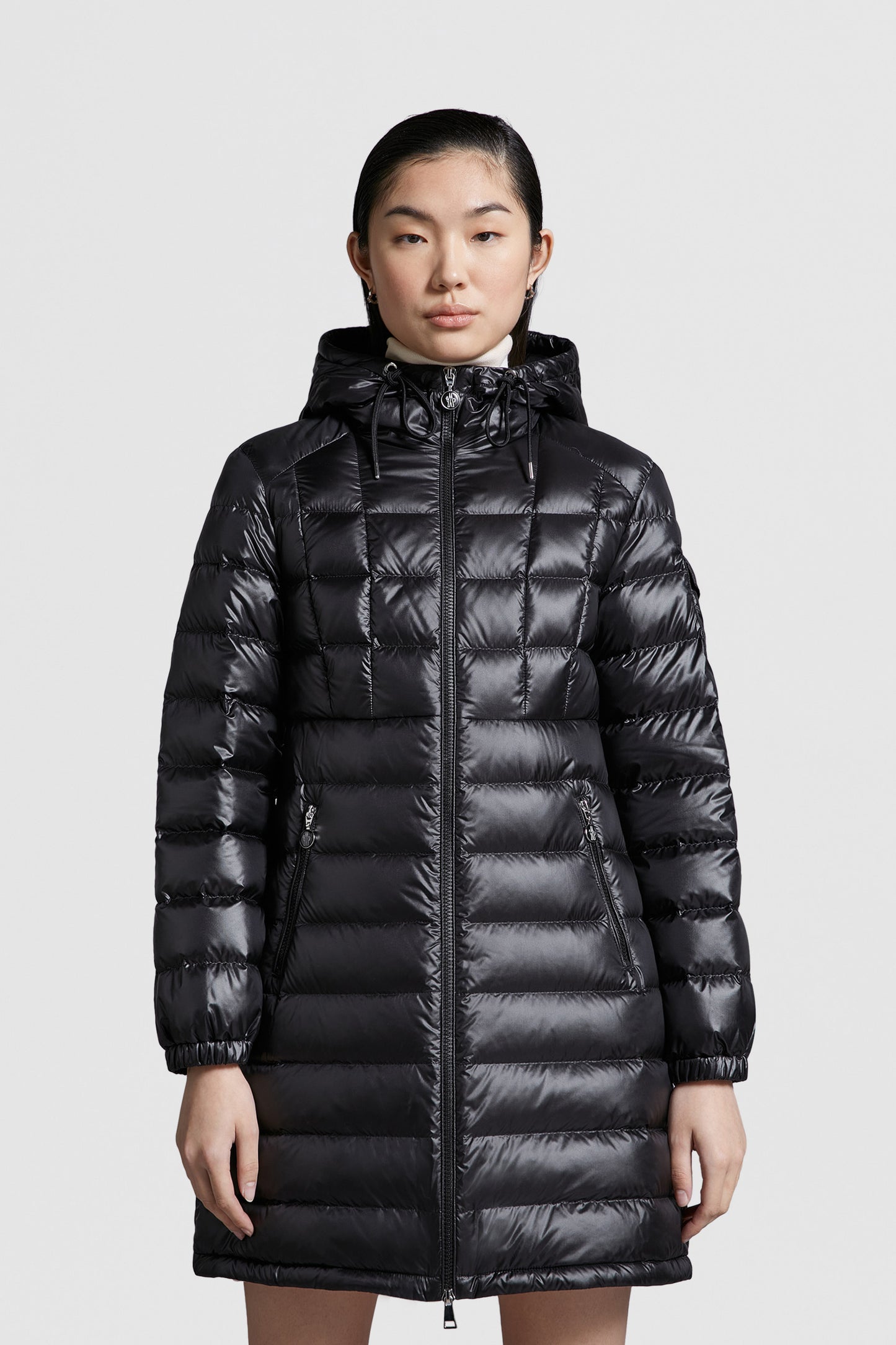 luxury down jacket, Moncler Amintore, long winter coat, designer outerwear, high-end fashion