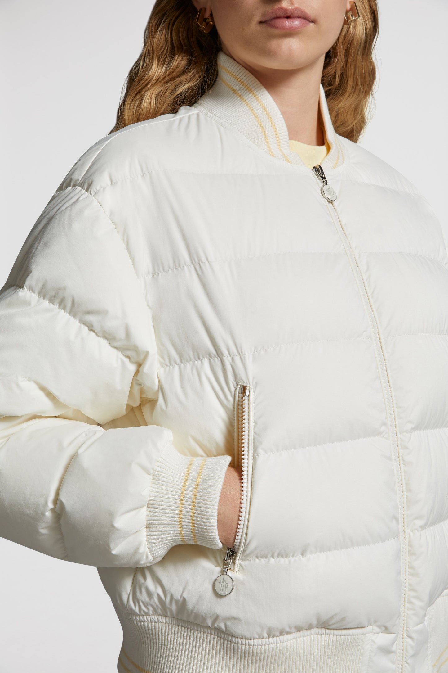 Argo Down Bomber Jacket, Luxury Outerwear, Moncler Jacket, White Bomber Jacket, Designer Winter Jacket