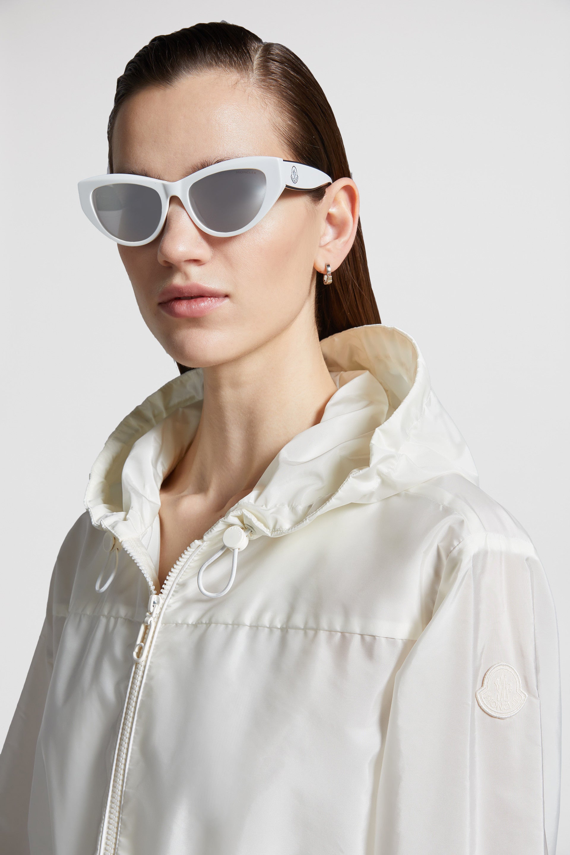 luxury jacket, white nylon jacket, Moncler jacket, designer outerwear, high-end fashion