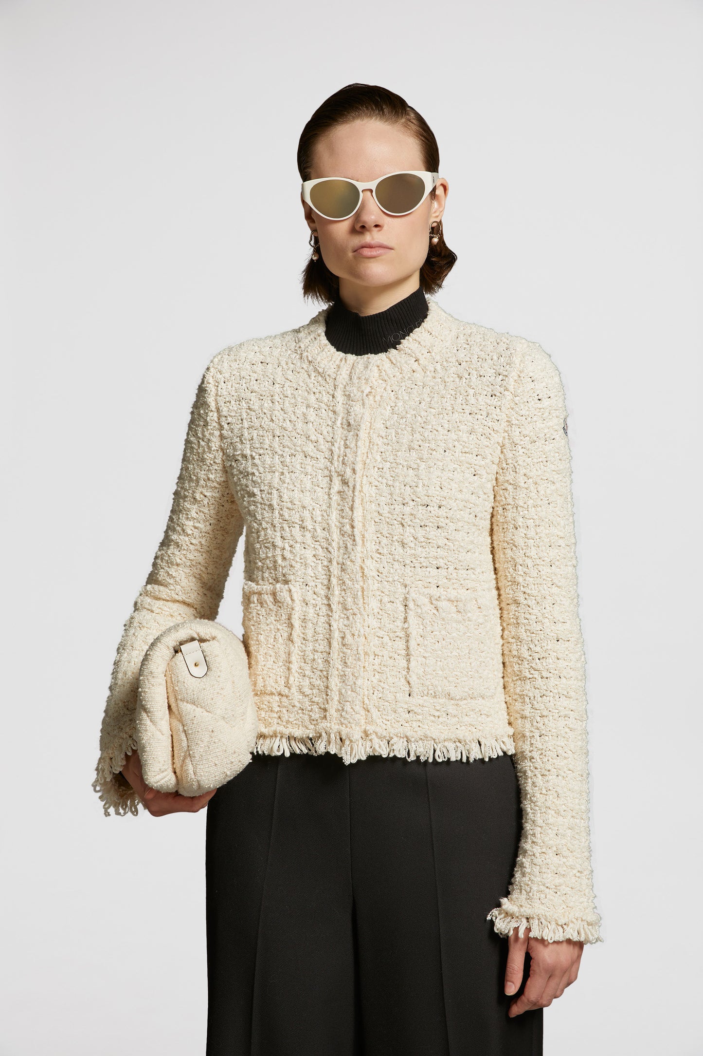 luxury cardigan, beige knitwear, Moncler cardigan, designer knitwear, spring-summer 2024 fashion