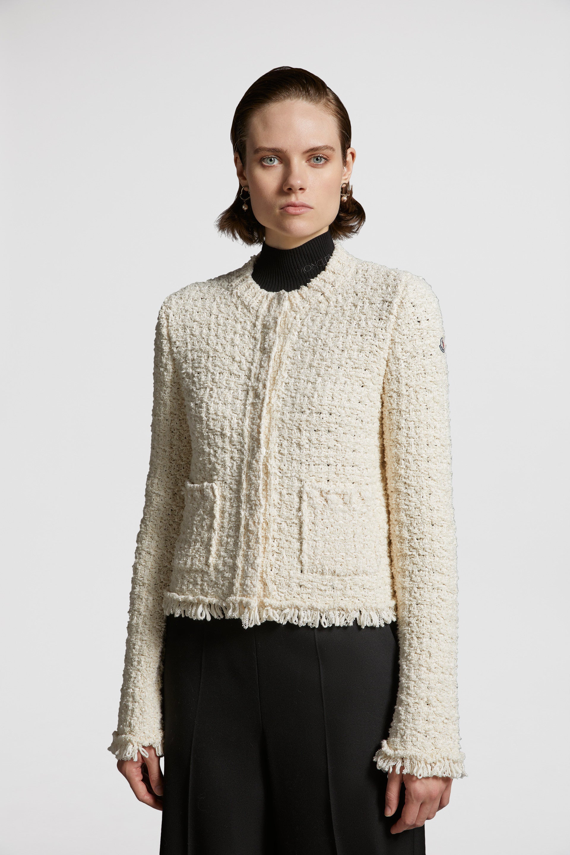 luxury cardigan, beige knitwear, Moncler cardigan, designer knitwear, spring-summer 2024 fashion