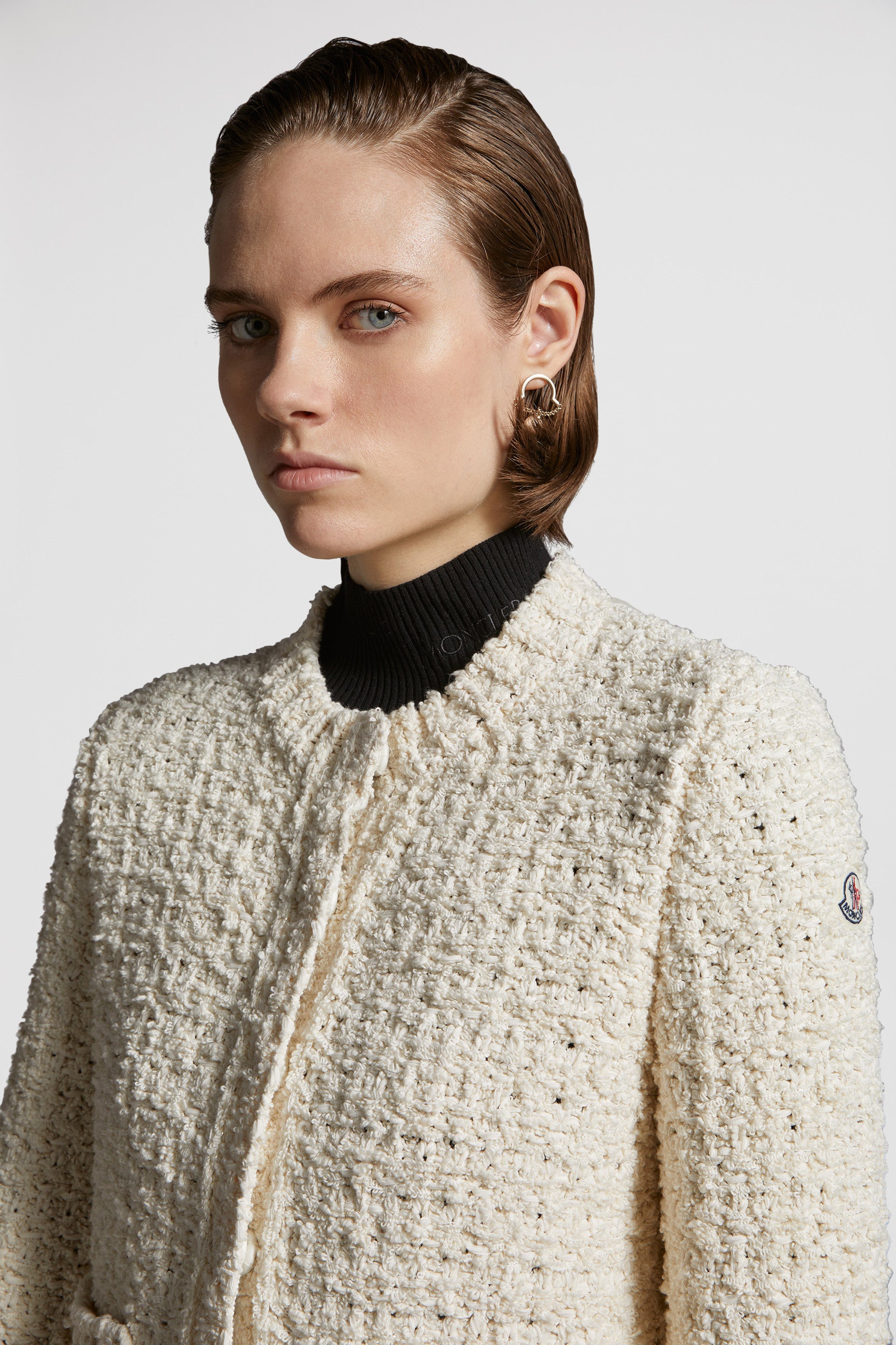 luxury cardigan, beige knitwear, Moncler cardigan, designer knitwear, spring-summer 2024 fashion