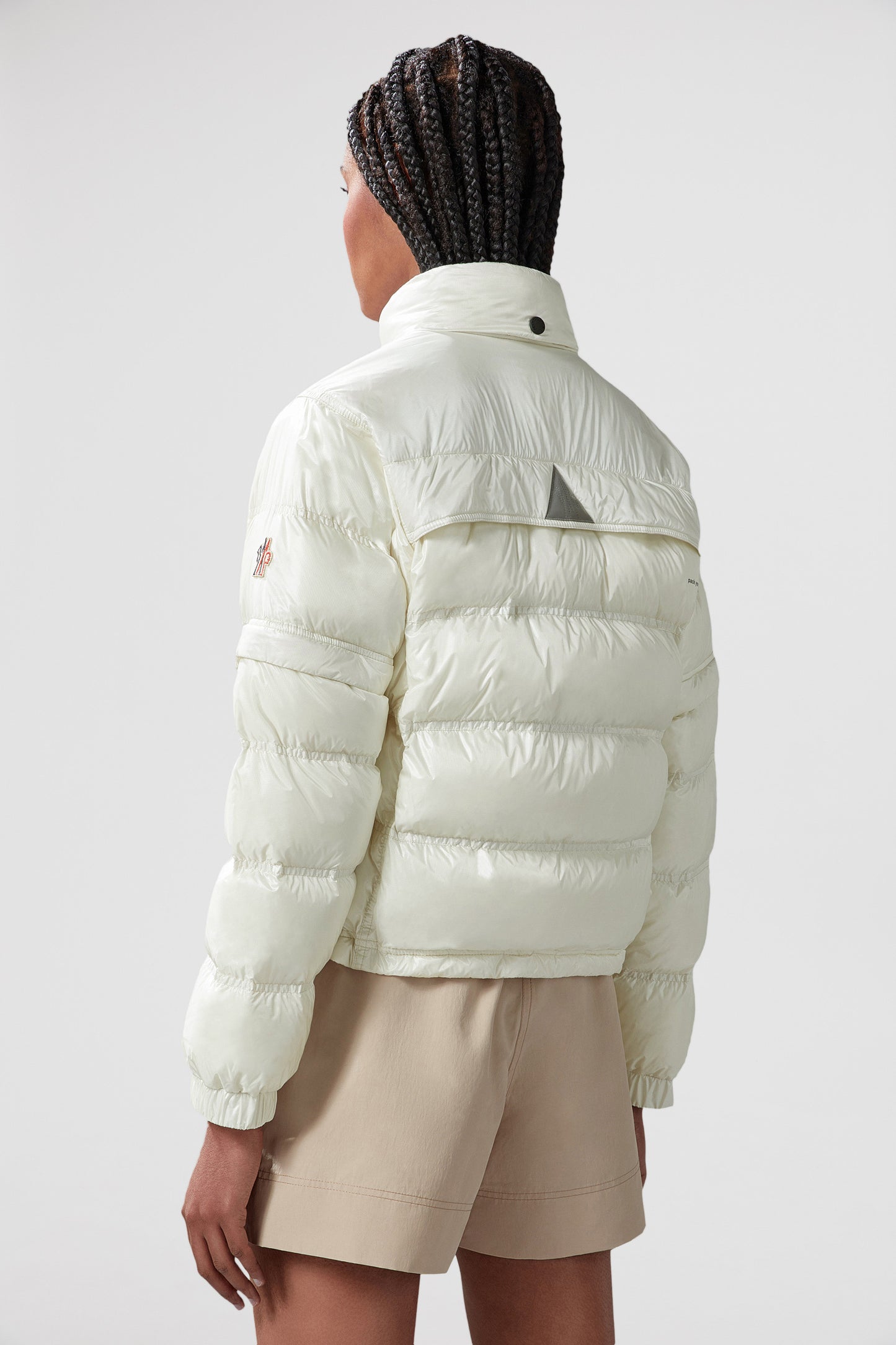 beige nylon bomber jacket, luxury outerwear, Moncler Grenoble, elegant bomber jacket, high fashion jackets