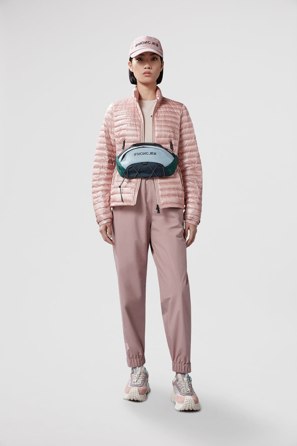 quilted jacket, Moncler Grenoble, luxury outerwear, pink nylon jacket, high-end fashion