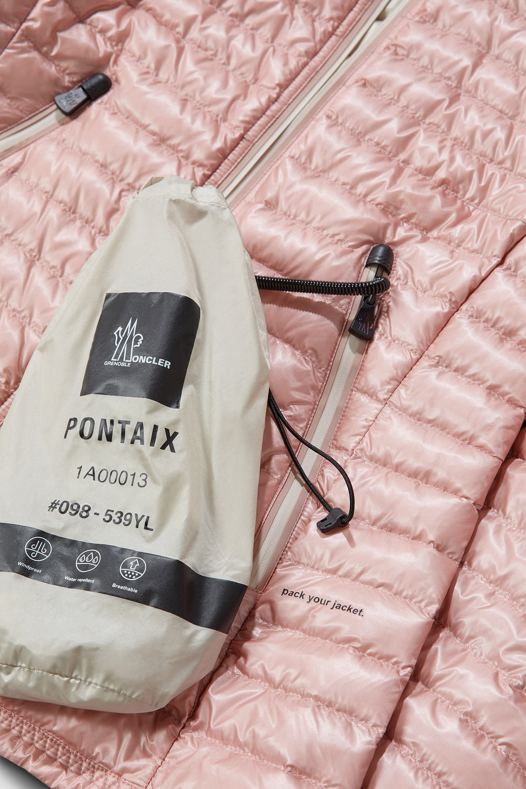 quilted jacket, Moncler Grenoble, luxury outerwear, pink nylon jacket, high-end fashion