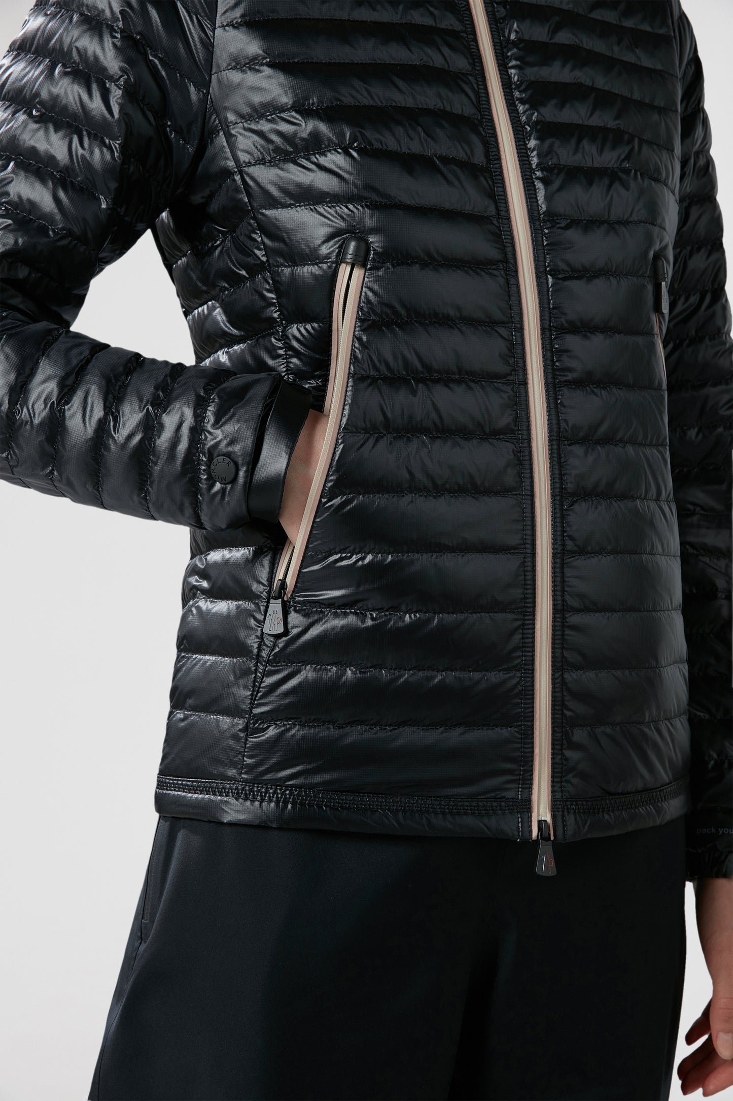 quilted jacket, nylon jacket, luxury outerwear, Moncler Grenoble, black jacket