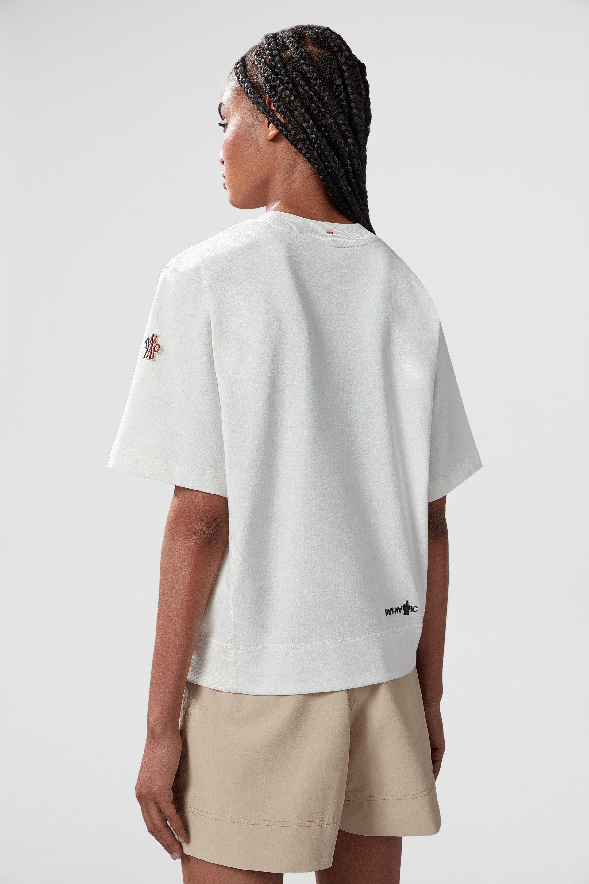 Moncler, white logo T-shirt, luxury fashion, high-end, sophisticated wear