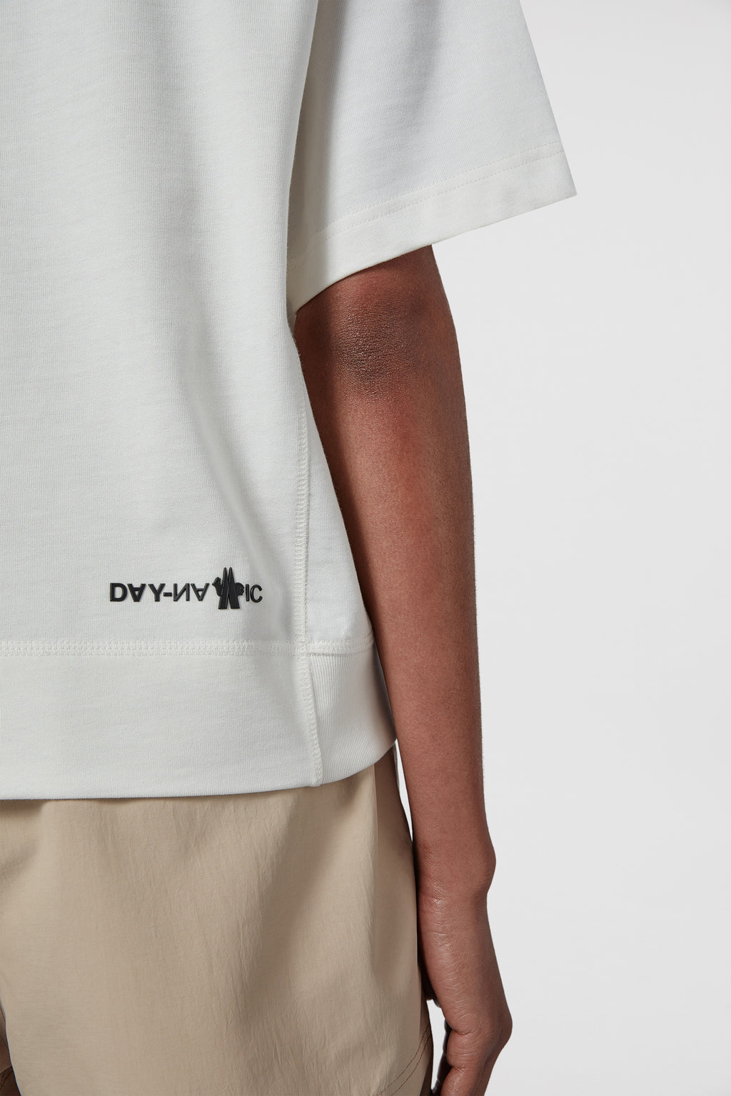 Moncler, white logo T-shirt, luxury fashion, high-end, sophisticated wear