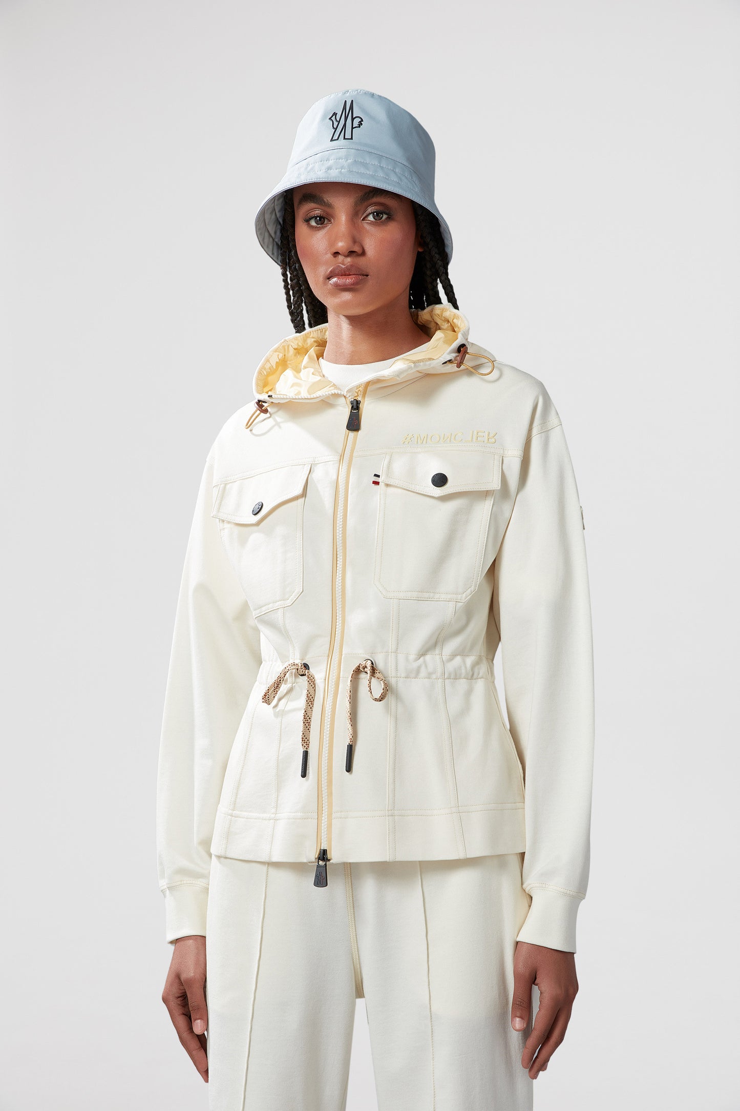 windbreaker jacket, luxury fashion, beige jacket, Moncler Grenoble, high-end outerwear