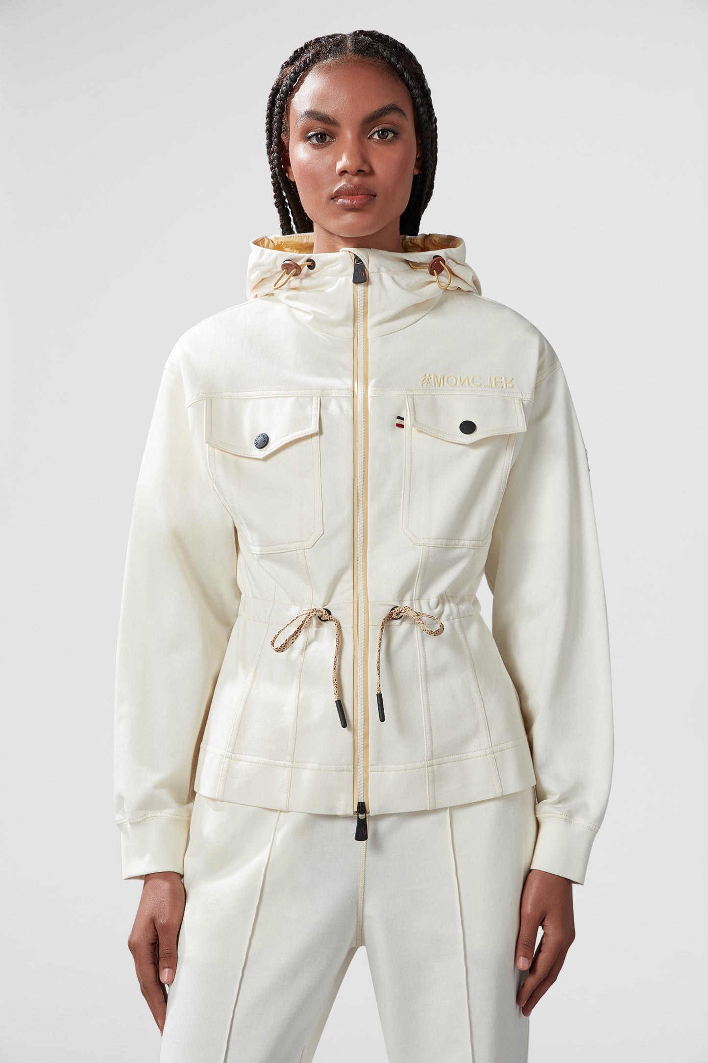 windbreaker jacket, luxury fashion, beige jacket, Moncler Grenoble, high-end outerwear