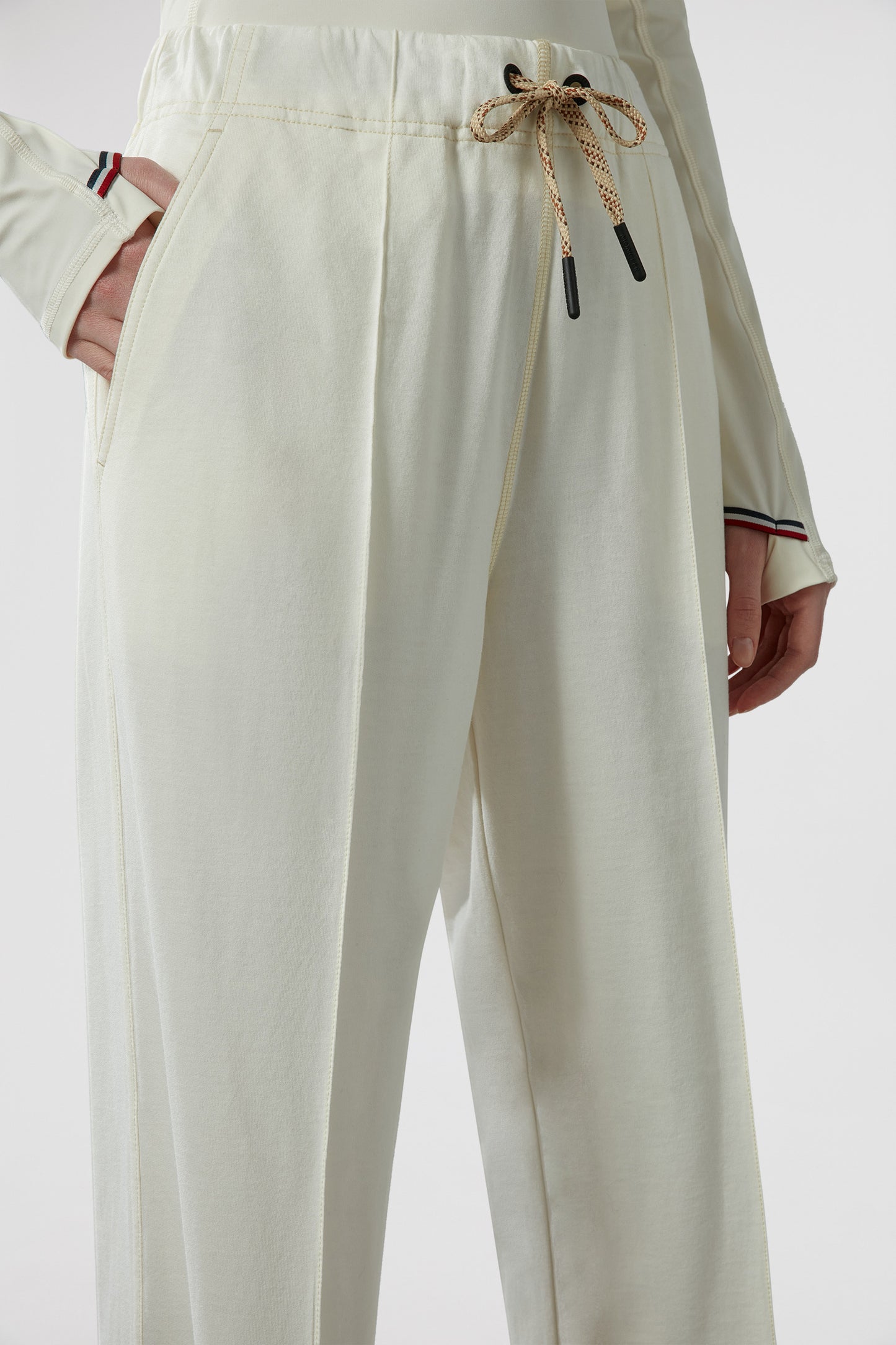 Moncler Grenoble, cotton jogging pants, luxury loungewear, white jogging pants, premium casual wear