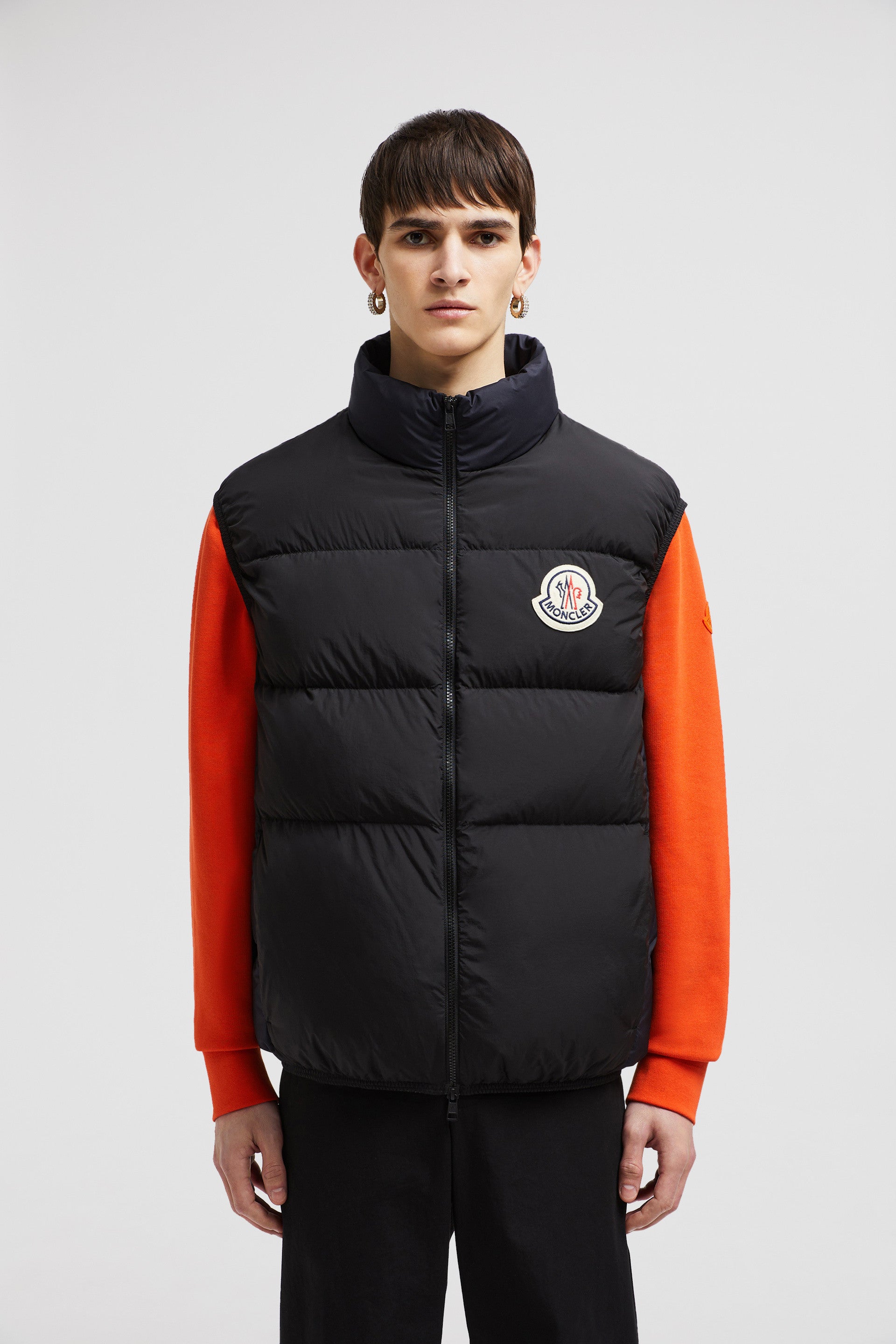 sleeveless jacket, nylon down jacket, grey jacket, Moncler outerwear, luxury men's fashion