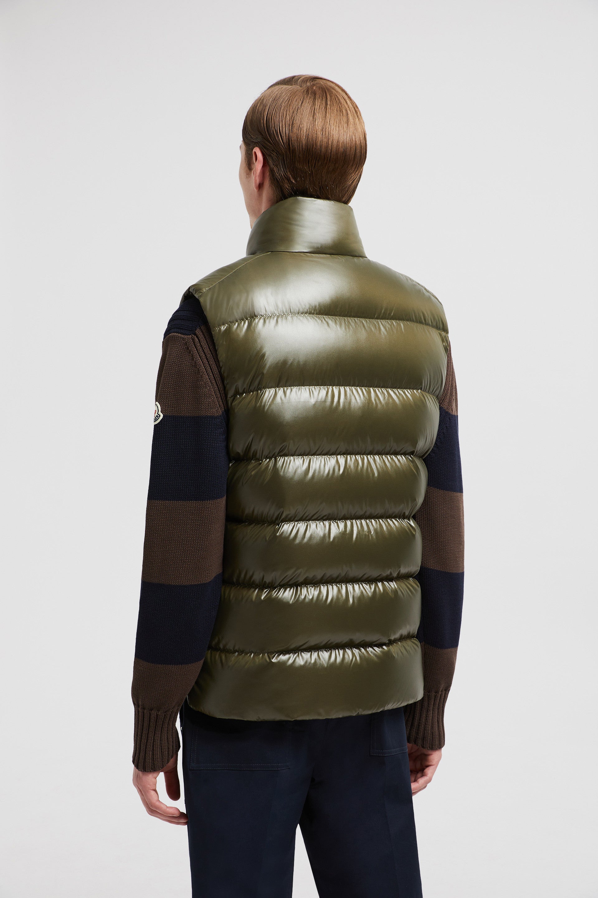 Moncler down jacket, sleeveless jacket, khaki jacket, luxury outerwear, fall-winter fashion