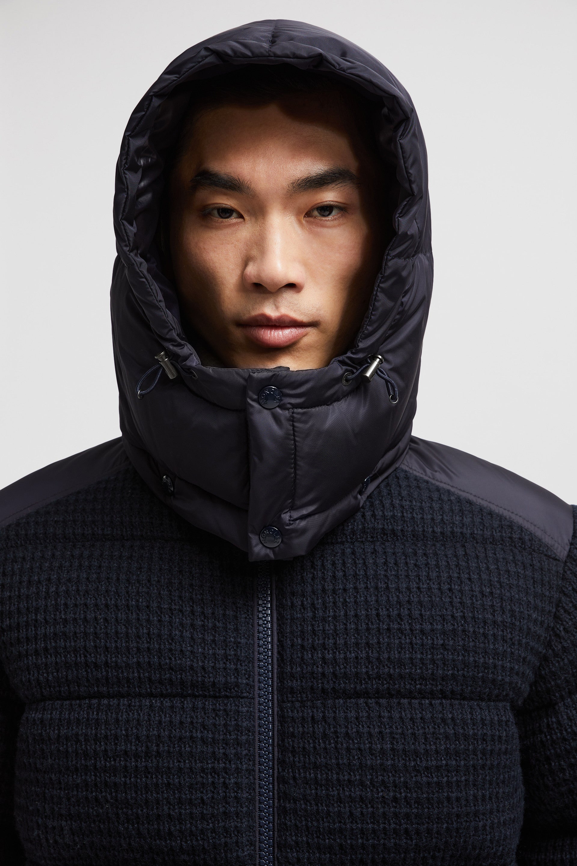 Moncler, down jacket, navy blue jacket, luxury outerwear, autumn-winter fashion