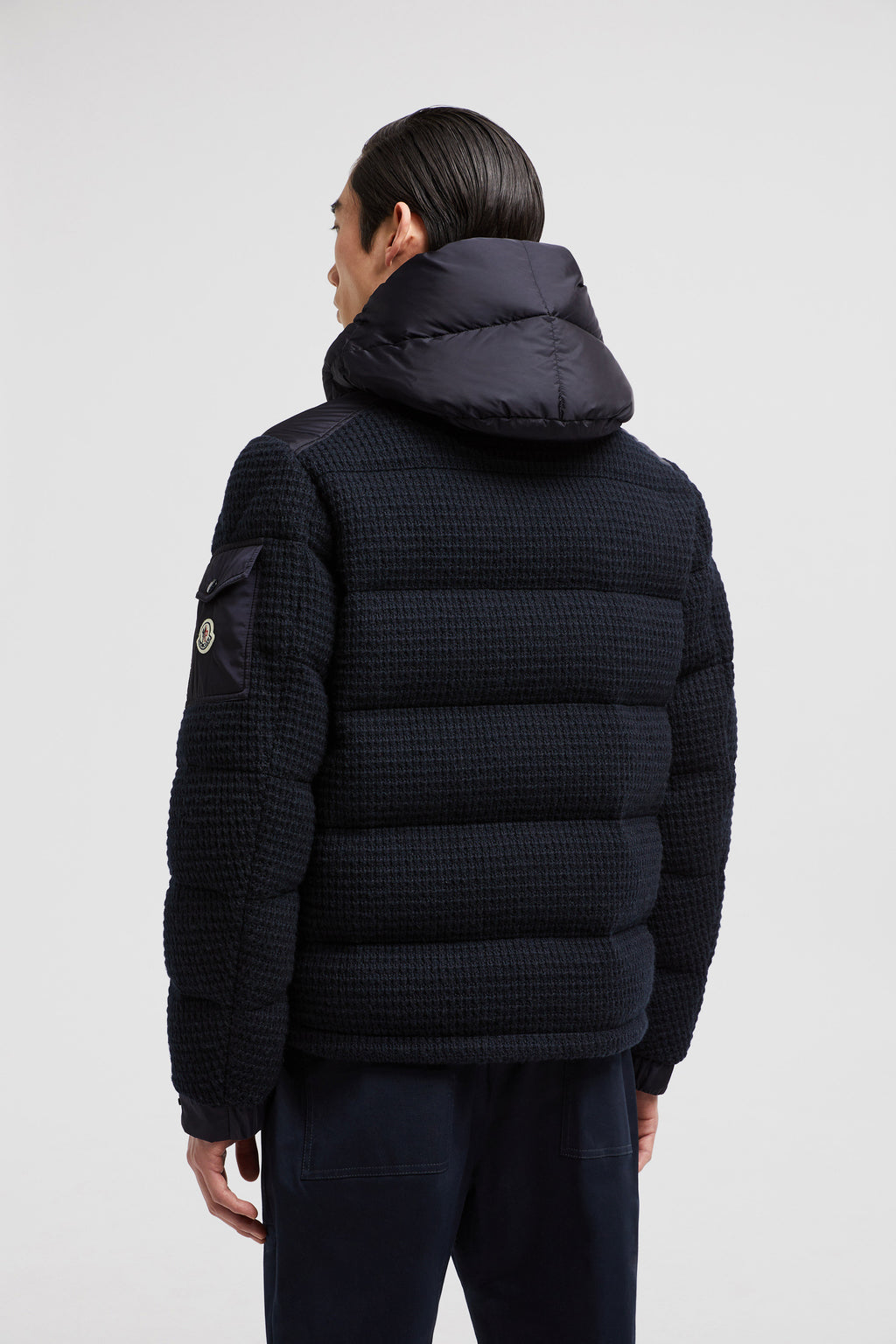 Moncler, down jacket, navy blue jacket, luxury outerwear, autumn-winter fashion