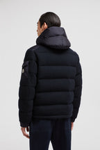 Moncler, down jacket, navy blue jacket, luxury outerwear, autumn-winter fashion