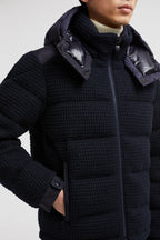 Moncler, down jacket, navy blue jacket, luxury outerwear, autumn-winter fashion