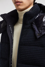 Moncler, down jacket, navy blue jacket, luxury outerwear, autumn-winter fashion