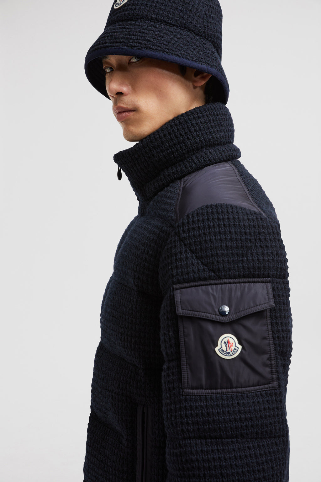 Moncler, down jacket, navy blue jacket, luxury outerwear, autumn-winter fashion