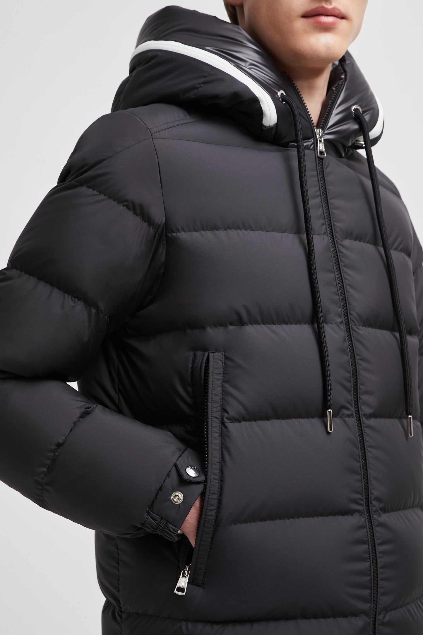 Moncler jacket, black quilted jacket, premium outerwear, men's autumn fashion, nylon jacket