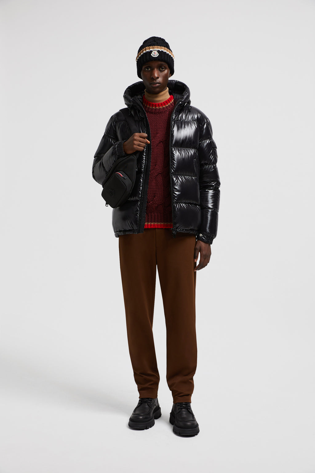 Ecrins jacket, shiny nylon jacket, Moncler outerwear, black nylon jacket, Fall-Winter 2024 fashion