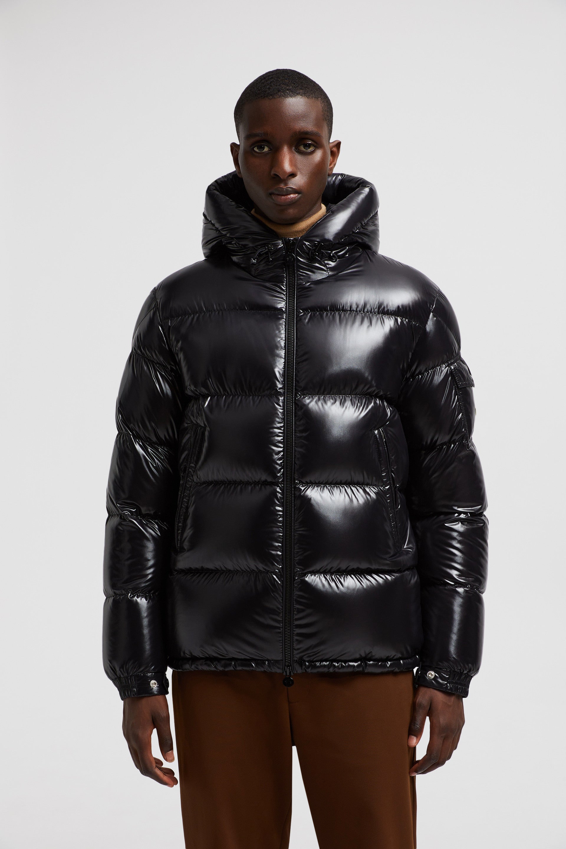Ecrins jacket, shiny nylon jacket, Moncler outerwear, black nylon jacket, Fall-Winter 2024 fashion